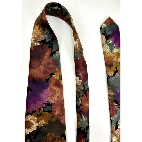 MIV Silk Tie Hand Made in Italy 1980s Floral Vintage - Picture 14 of 16